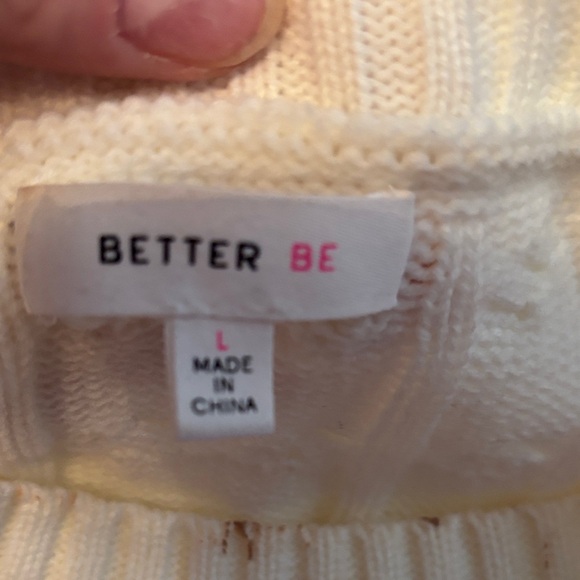 Better Be Cream Cable Knit Sweater with Embellishments Size Large - Picture 4 of 4